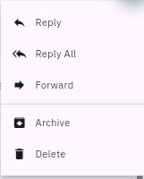 The message action menu separates Reply, Reply All and Forward from Archive and Delete