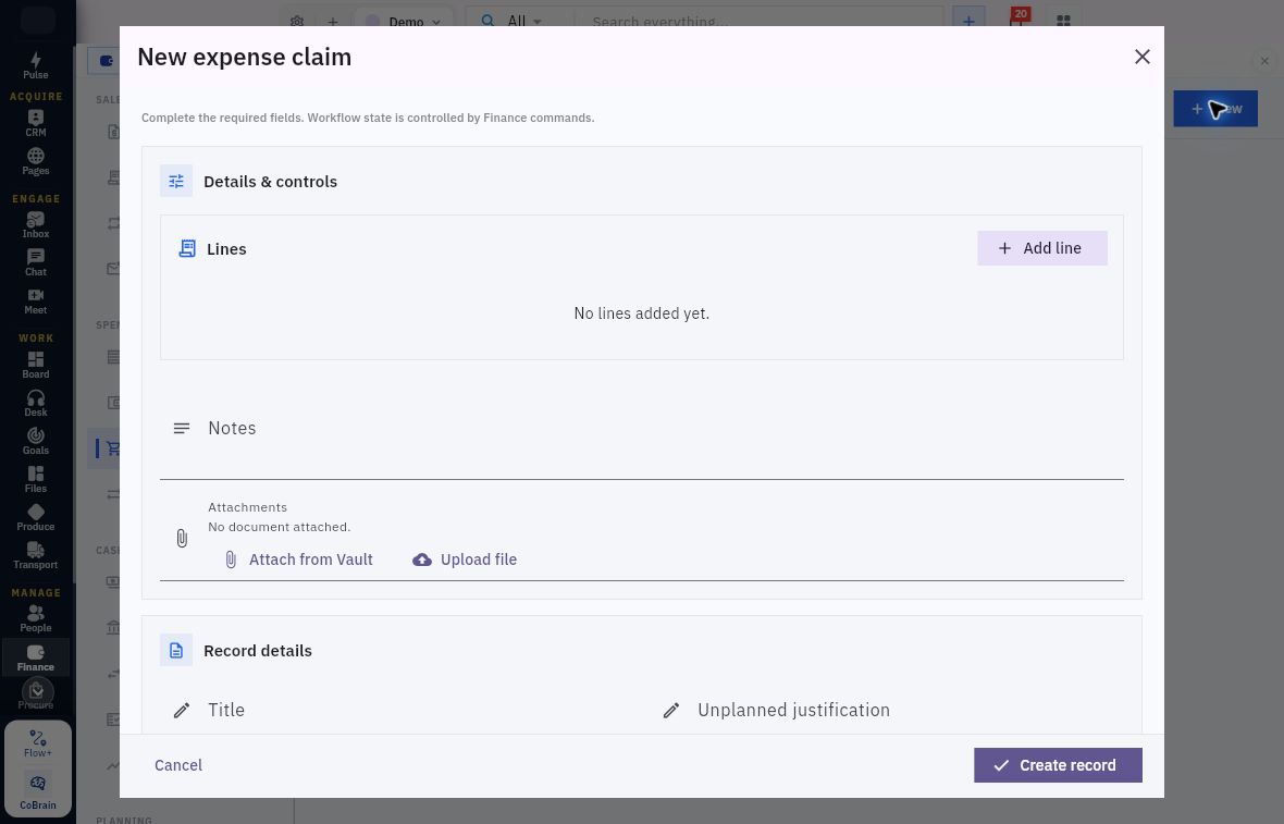 Example claim header lines notes and parent attachments