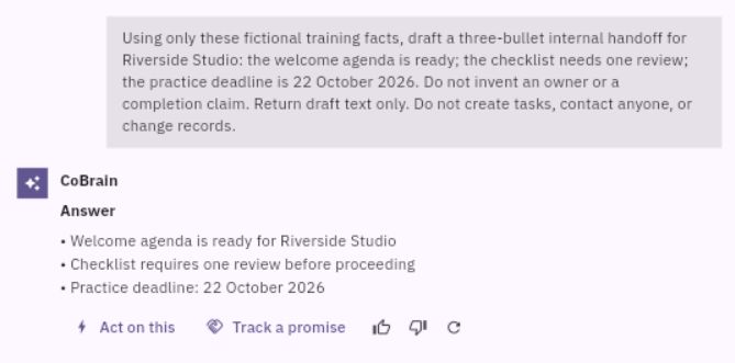 The initial draft adds “before proceeding” to a supplied review fact. Check implications as well as names and dates before accepting generated wording.