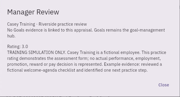 Read the exact employee’s retained review and distinguish the manager submission from the wider appraisal state.